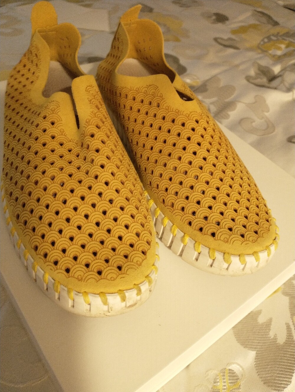 Ilse Jacobsen Yellow Perforated Slip-On Loafers